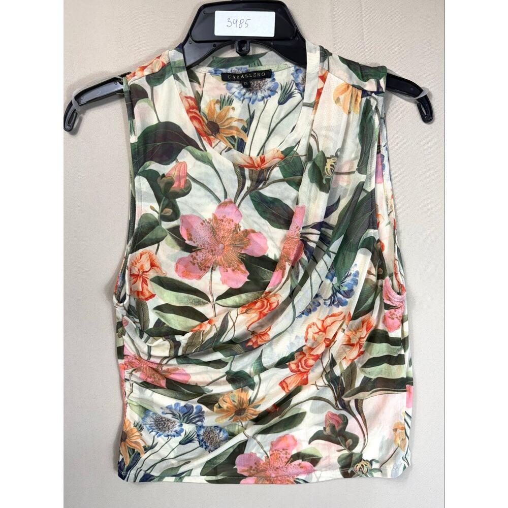 Caballero Devi mesh Floral yellow Top Xl - Picture 2 of 5